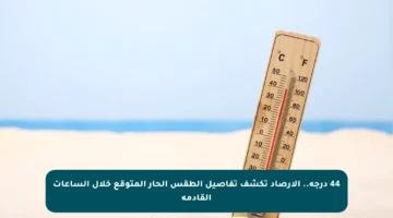 44 درجة.. الأرصاد تكشف تفاصيل الطقس الحار المتوقع خلال الساعات القادمة